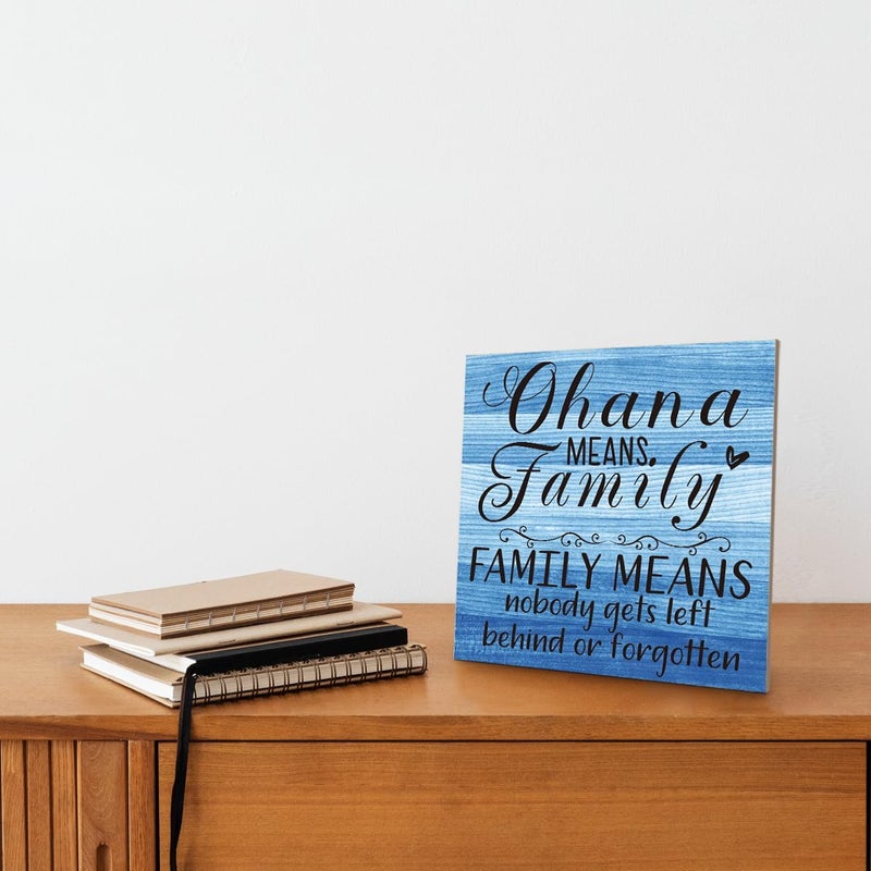 SUSZDOU “Family Means Nobody Gets Left Behind or Forgotten”, 6.2x6.2 Inch Table Art Sign, Farmhouse Quote Decor for Living Room or Home Tabletop C - Image 4